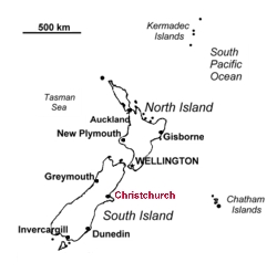 map of New Zealand